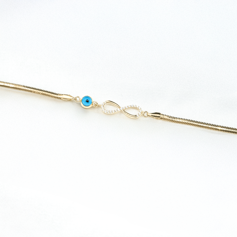 14 Ayar Taşlı Sonsuzluk İşareti İtalyan Altın Bileklik