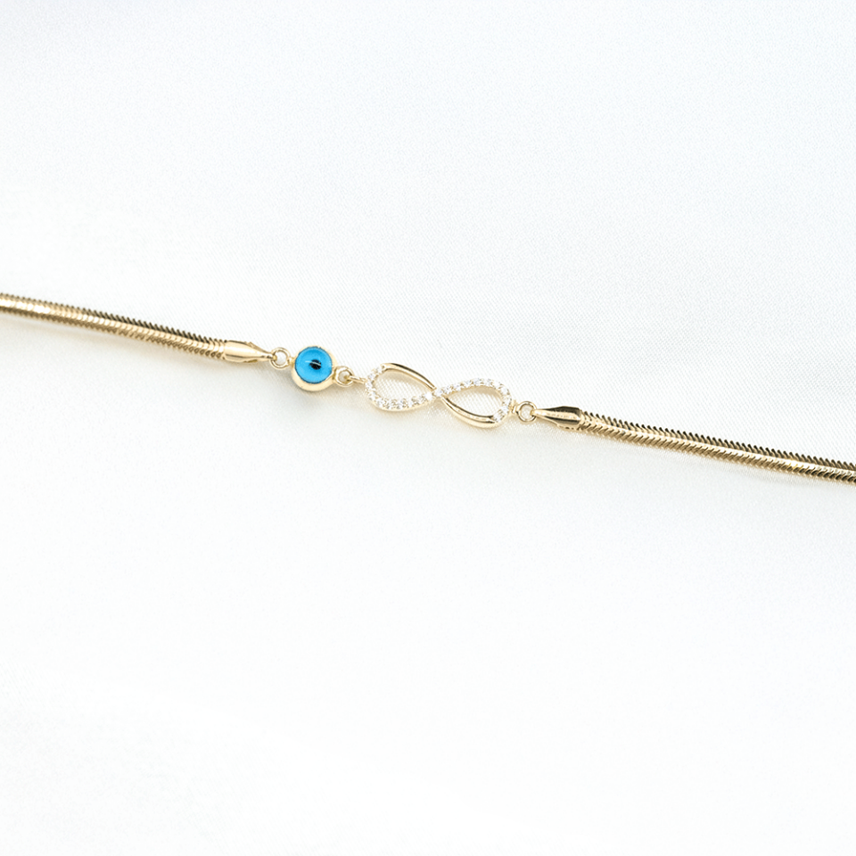 14 Ayar Taşlı Sonsuzluk İşareti İtalyan Altın Bileklik