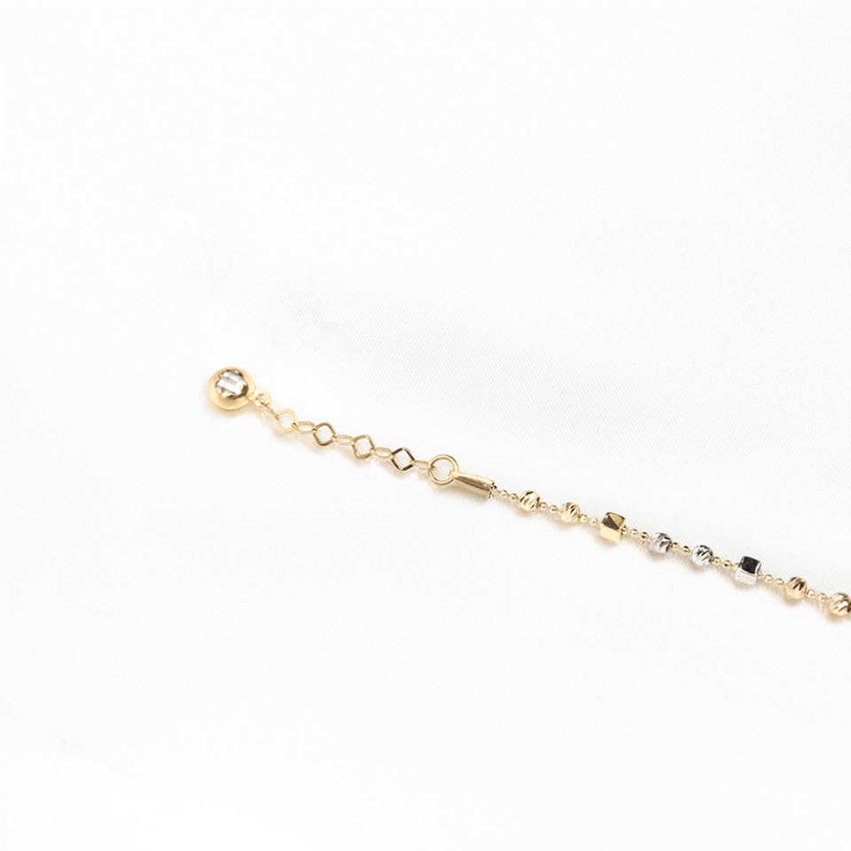 14 Ayar Renkli Dorika Ve Kare Toplu Altın Bileklik