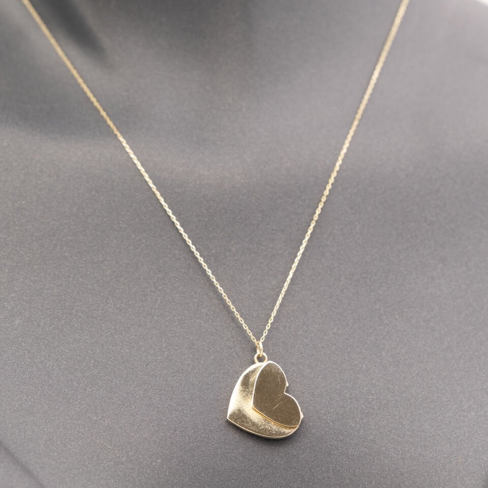 14 Ayar Sade Kalpli Altın Kolye