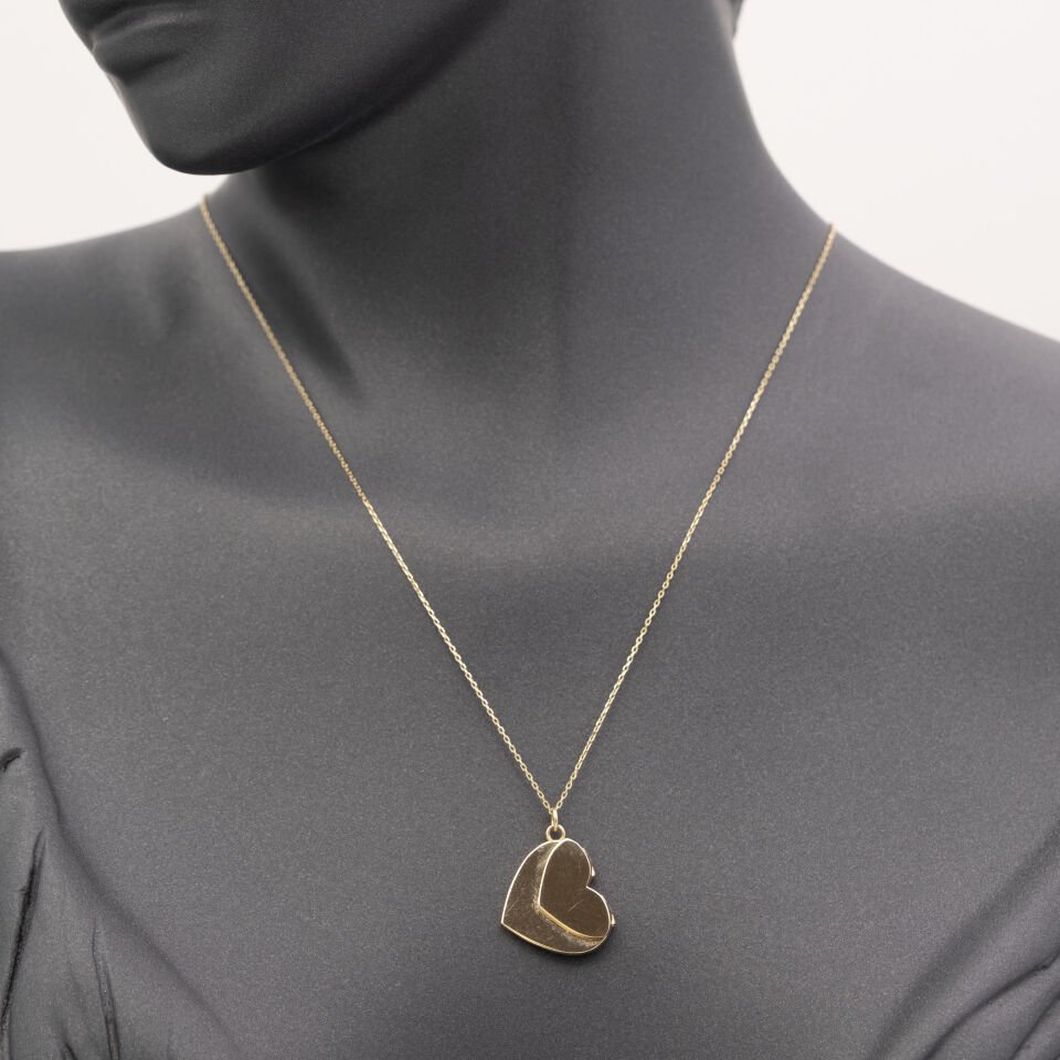 14 Ayar Sade Kalpli Altın Kolye