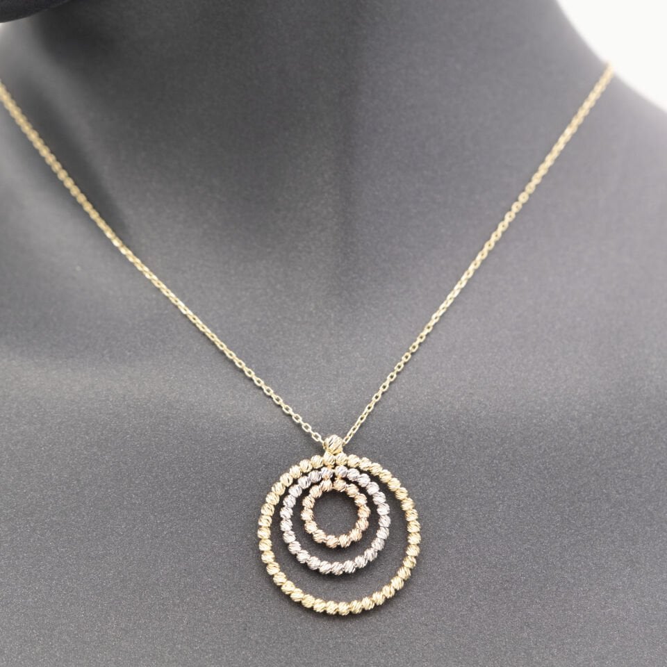 14 Ayar Renkli Dorika Toplu Altın Kolye