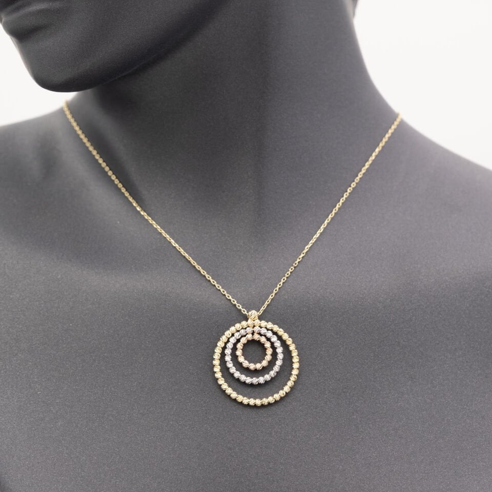 14 Renkli Dorika Toplu Altın Kolye