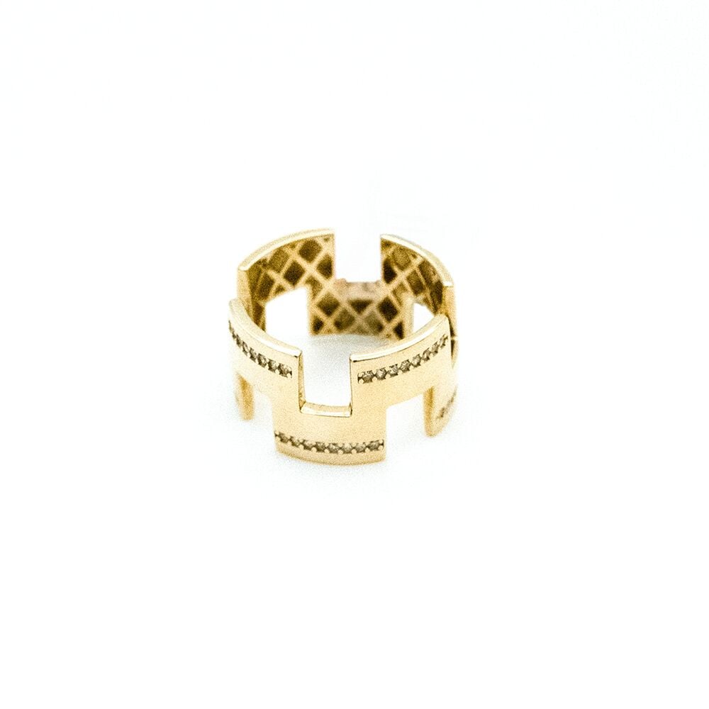 14 Ayar Taşlı Kale Model Altın Yüzük