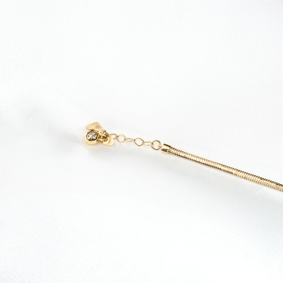 14 Ayar Ortası Kahverengi Mineli İtalyan Altın Bileklik