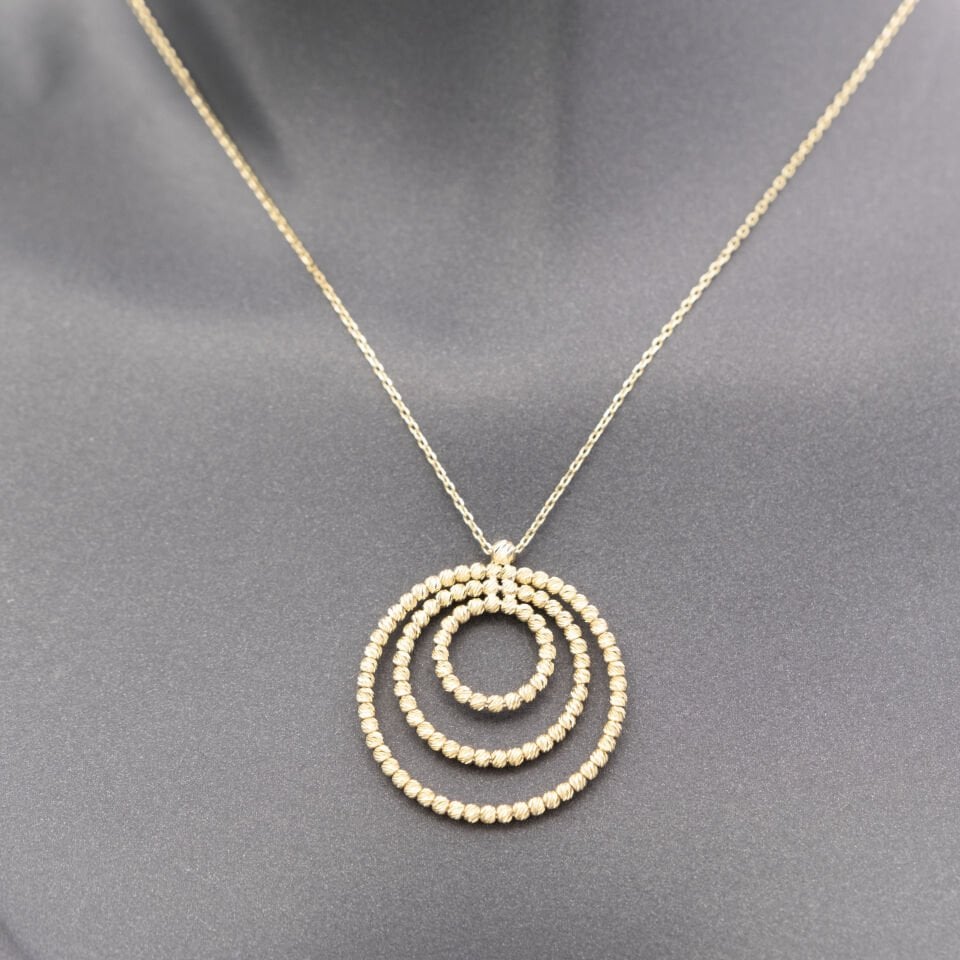 14 Üç Sıra Dorika Toplu Altın Kolye