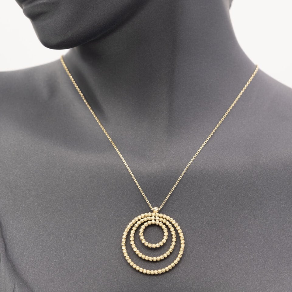 14 Ayar Üç Sıra Dorika Toplu Altın Kolye