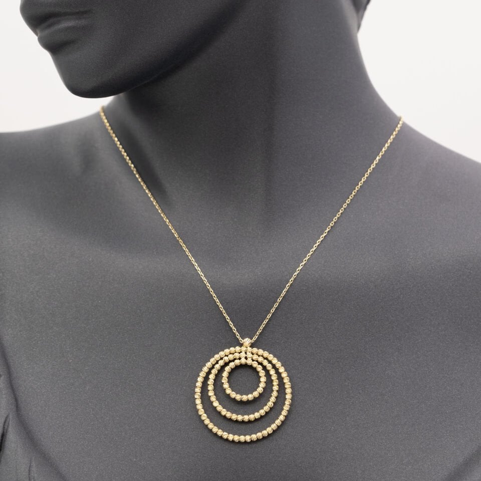 14 Üç Sıra Dorika Toplu Altın Kolye