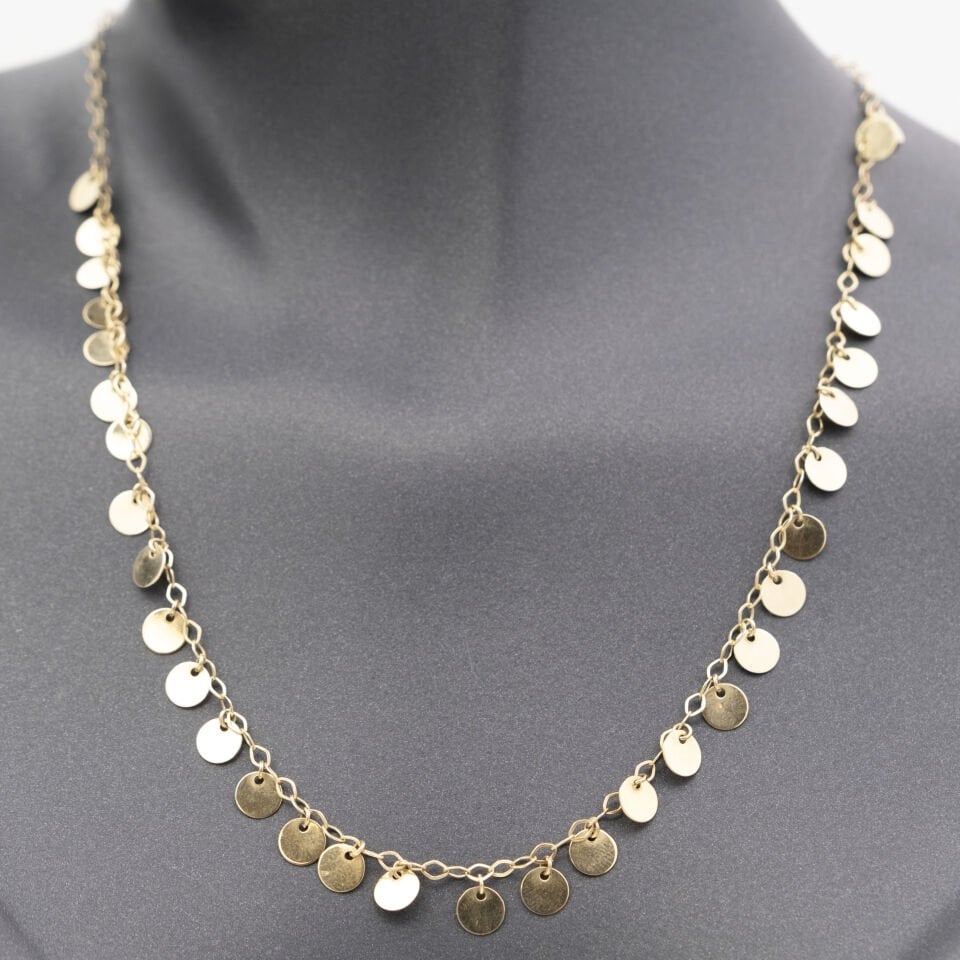 14 Ayar Plaka Tasarımlı Altın Kolye