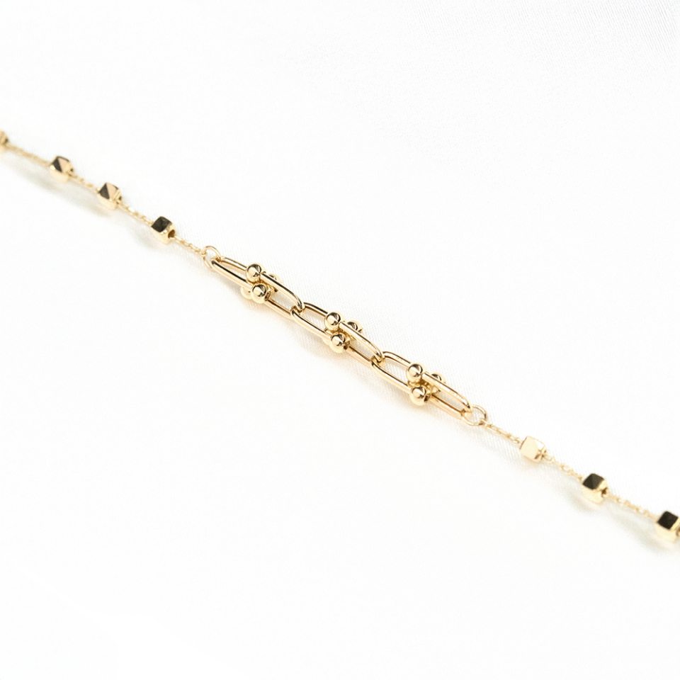 14 Ayar Ucu Toplu Ataç Model Kare Toplu Altın Bileklik