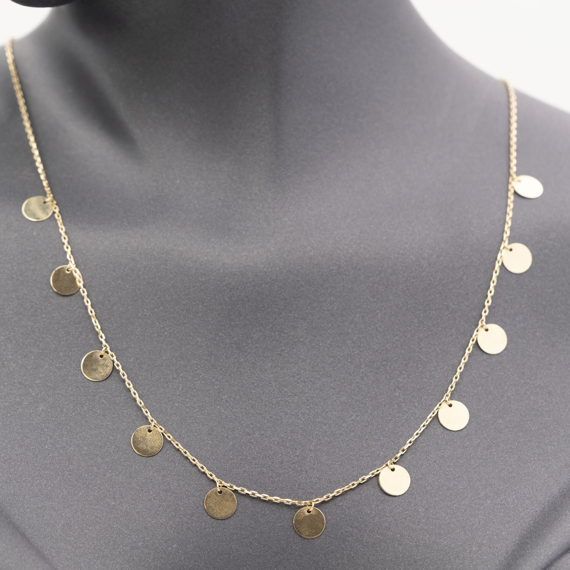 14 Ayar Plaka Daire Sıralı Altın Kolye