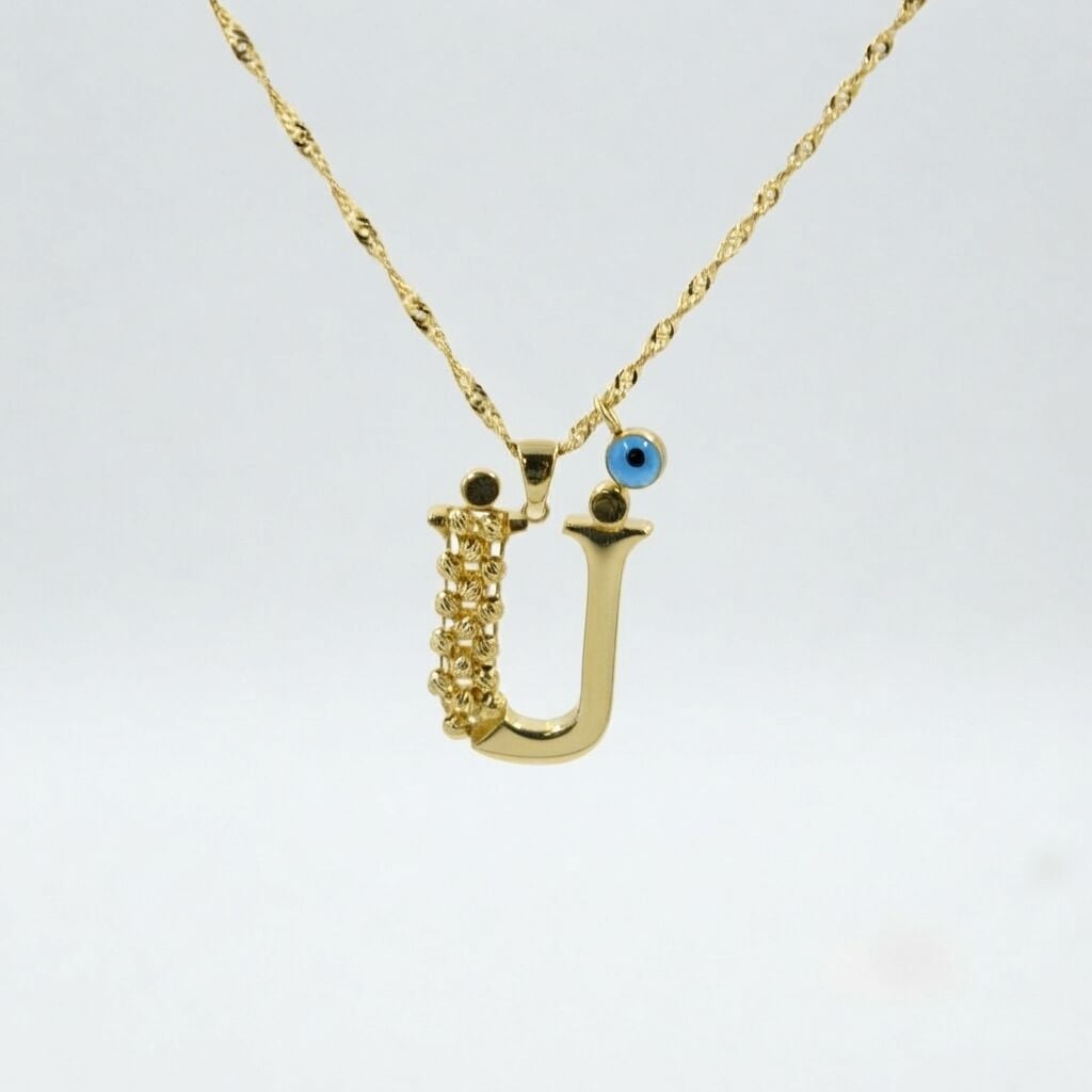 14 Ayar Minimal “Ü” Harfli Altın Kolye