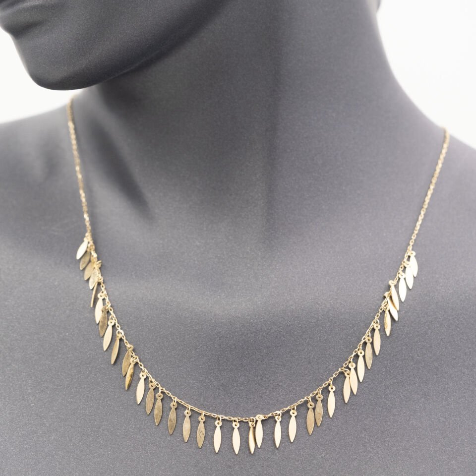 14 Ayar Yaprak Detaylı Altın Kolye