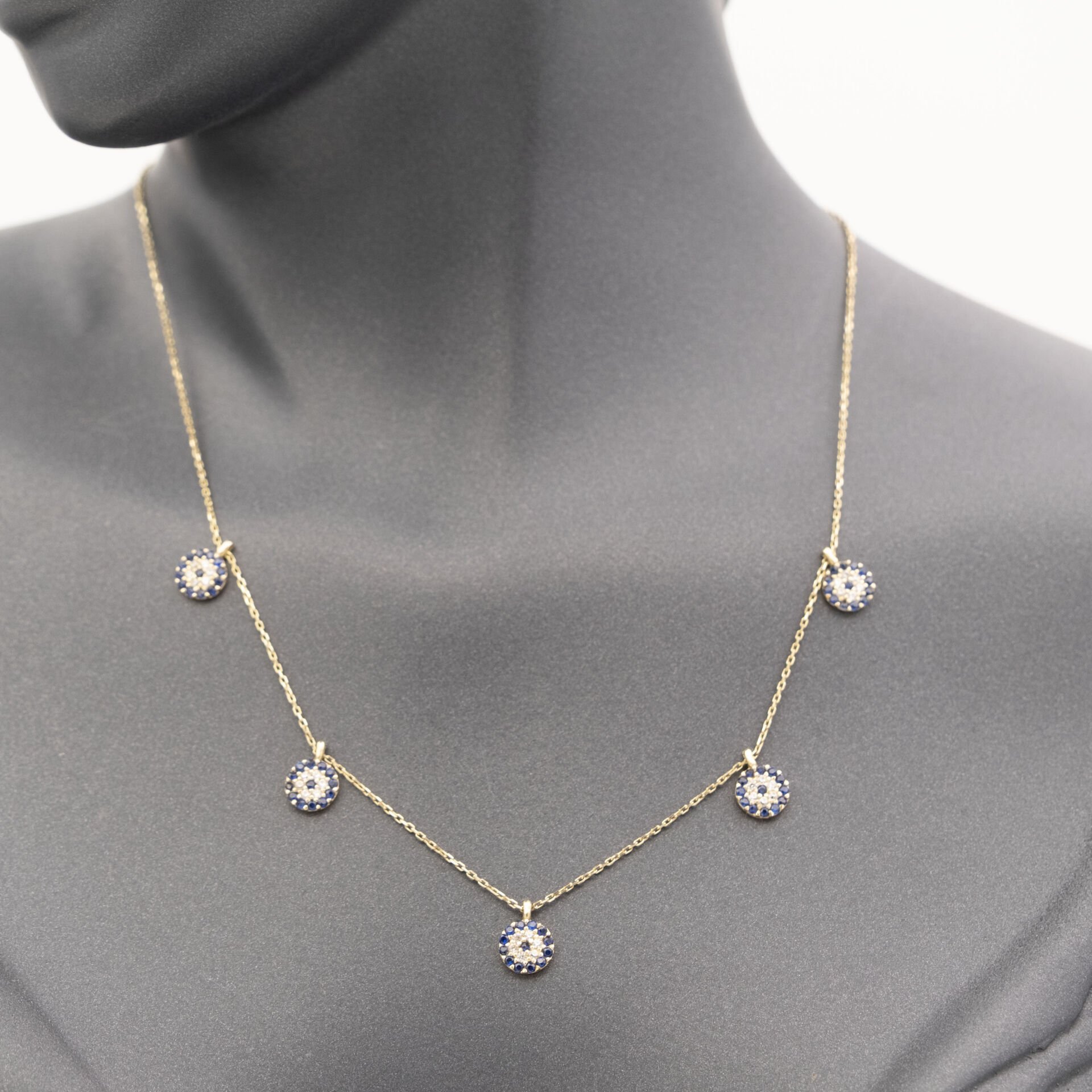 14 Ayar Taşlı Daire Detaylı Altın Kolye