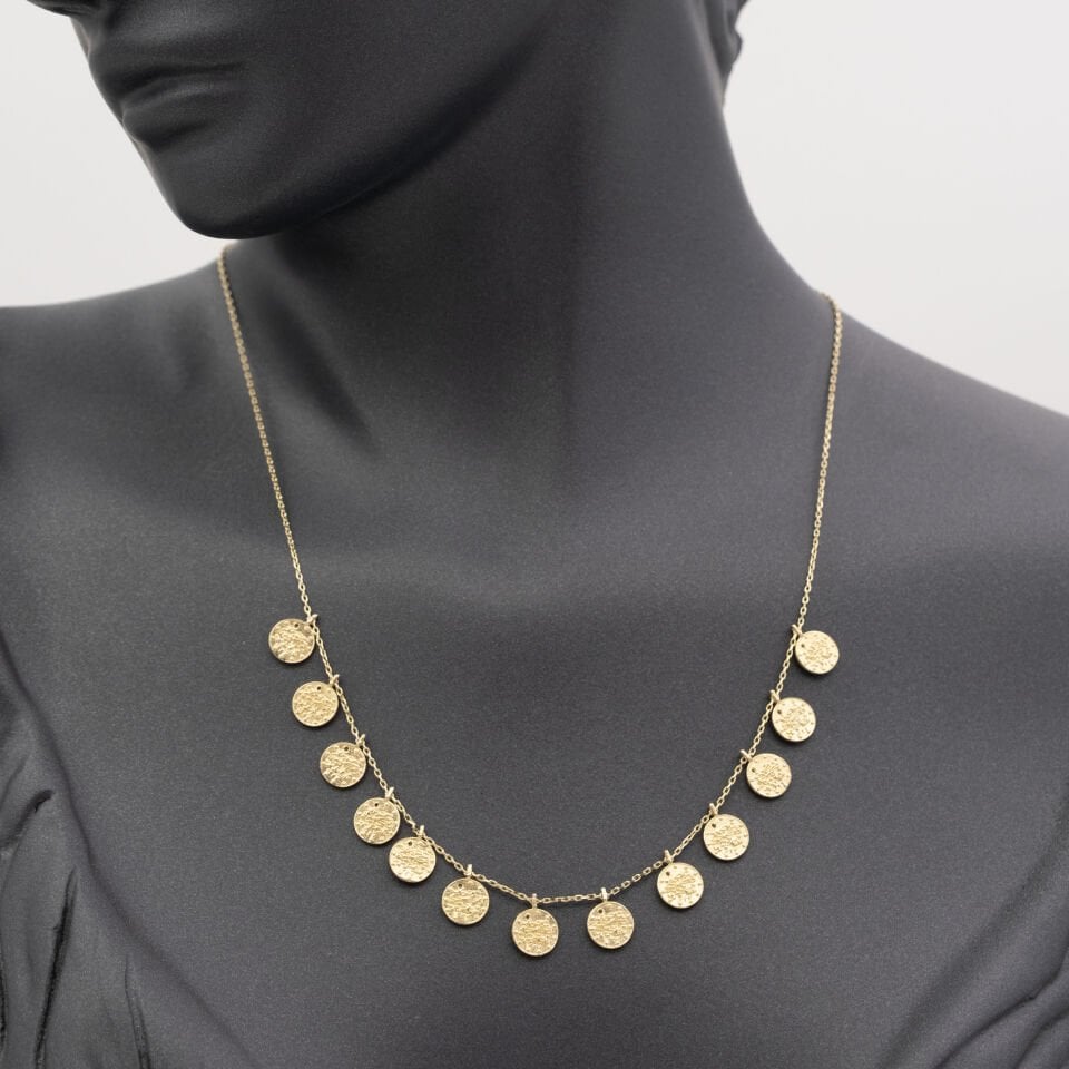 14 Tuğralı Plaka Sıralı Altın Kolye