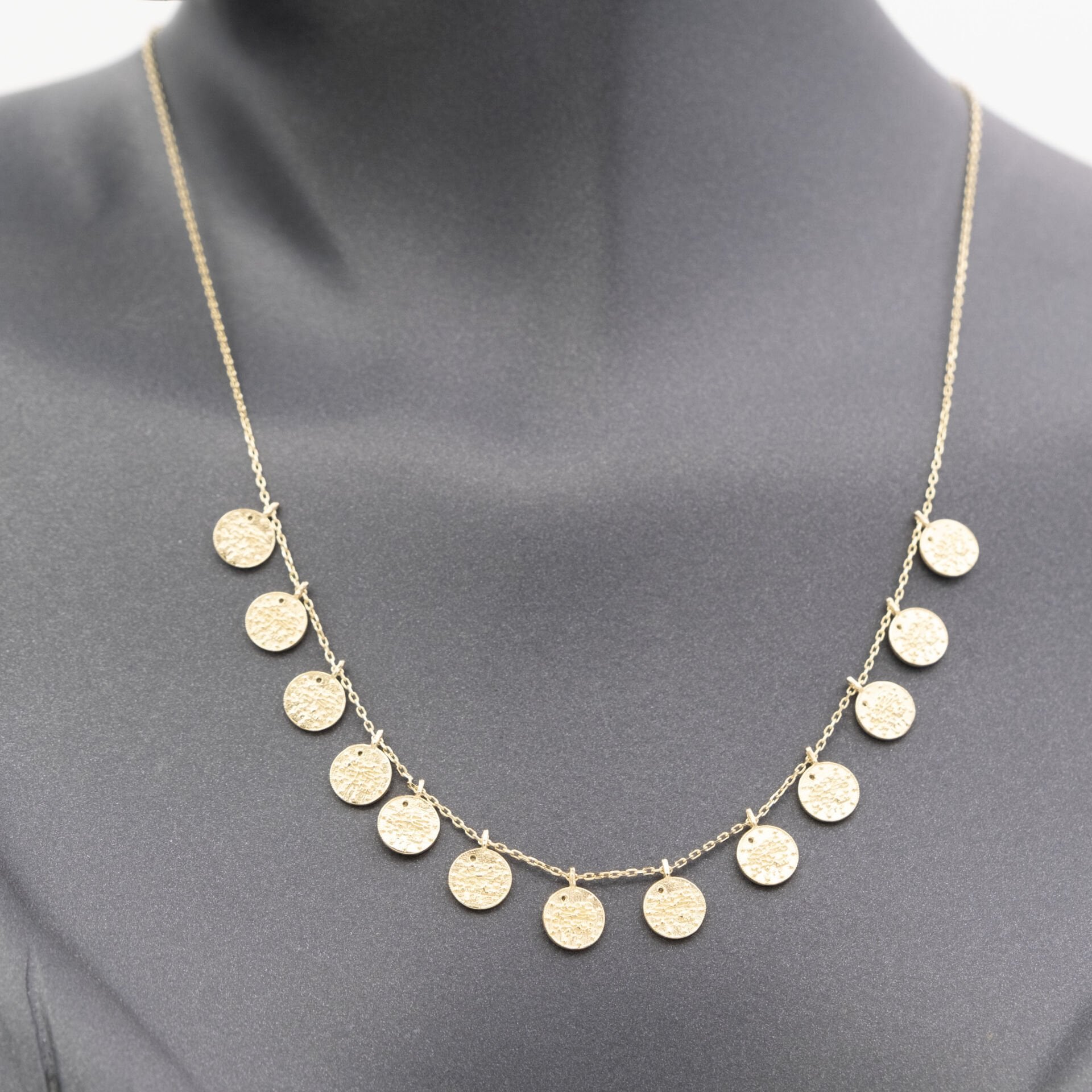 14 Ayar Tuğralı Plaka Sıralı Altın Kolye