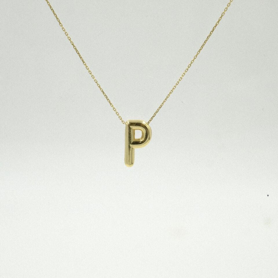 24 Ayar Minimal “P” Harfli Altın Kolye
