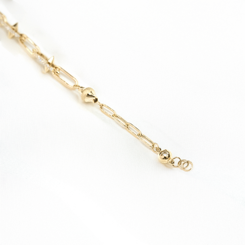 14 Ayar Taşlı Ataç Model Piramit Figürlü Altın Bileklik