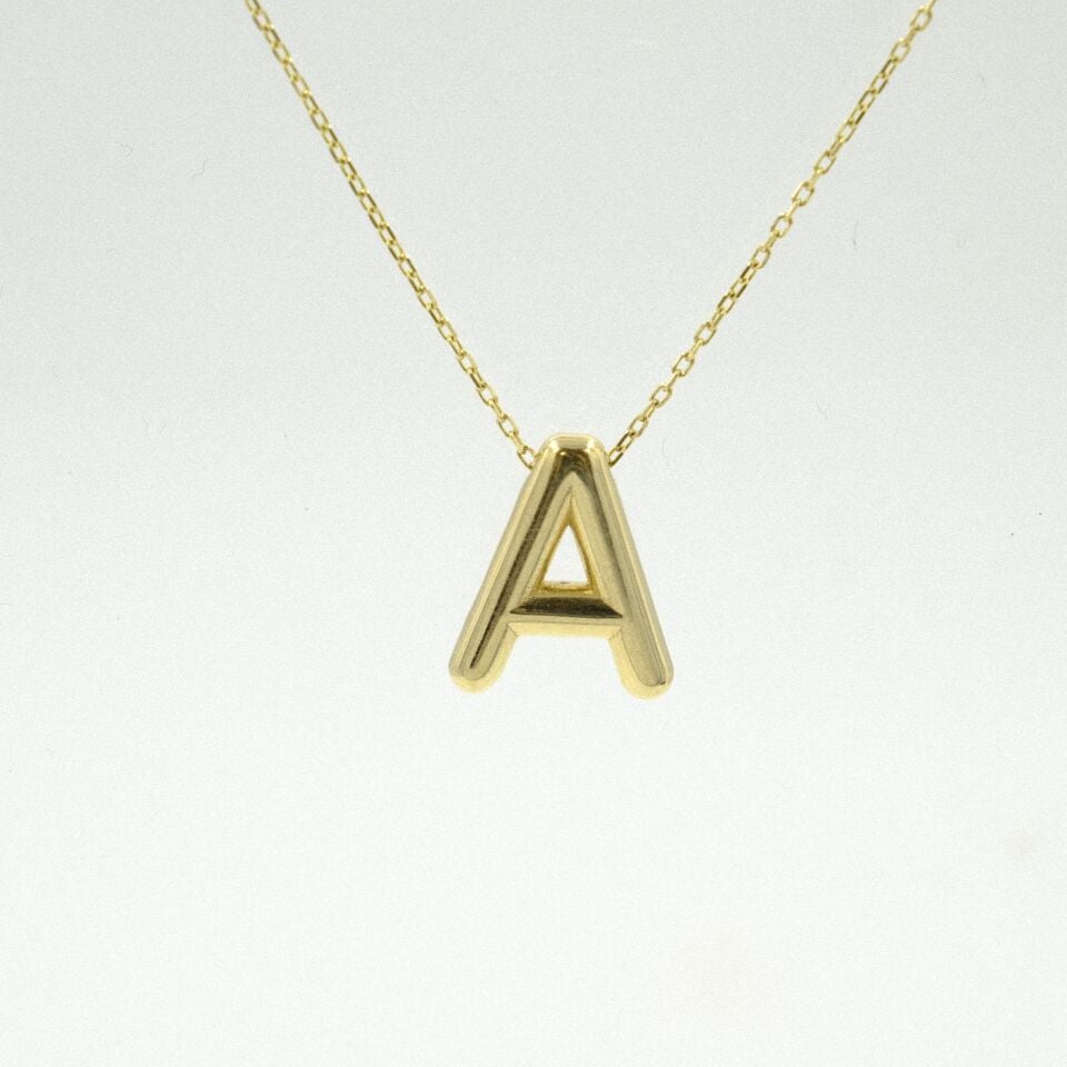 24 Ayar Minimal “A” Harfli Altın Kolye