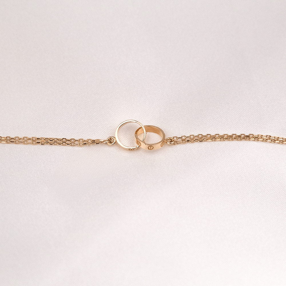 14 Ayar Vida Desenli İç İçe Geçmiş Halkalı Altın Bileklik