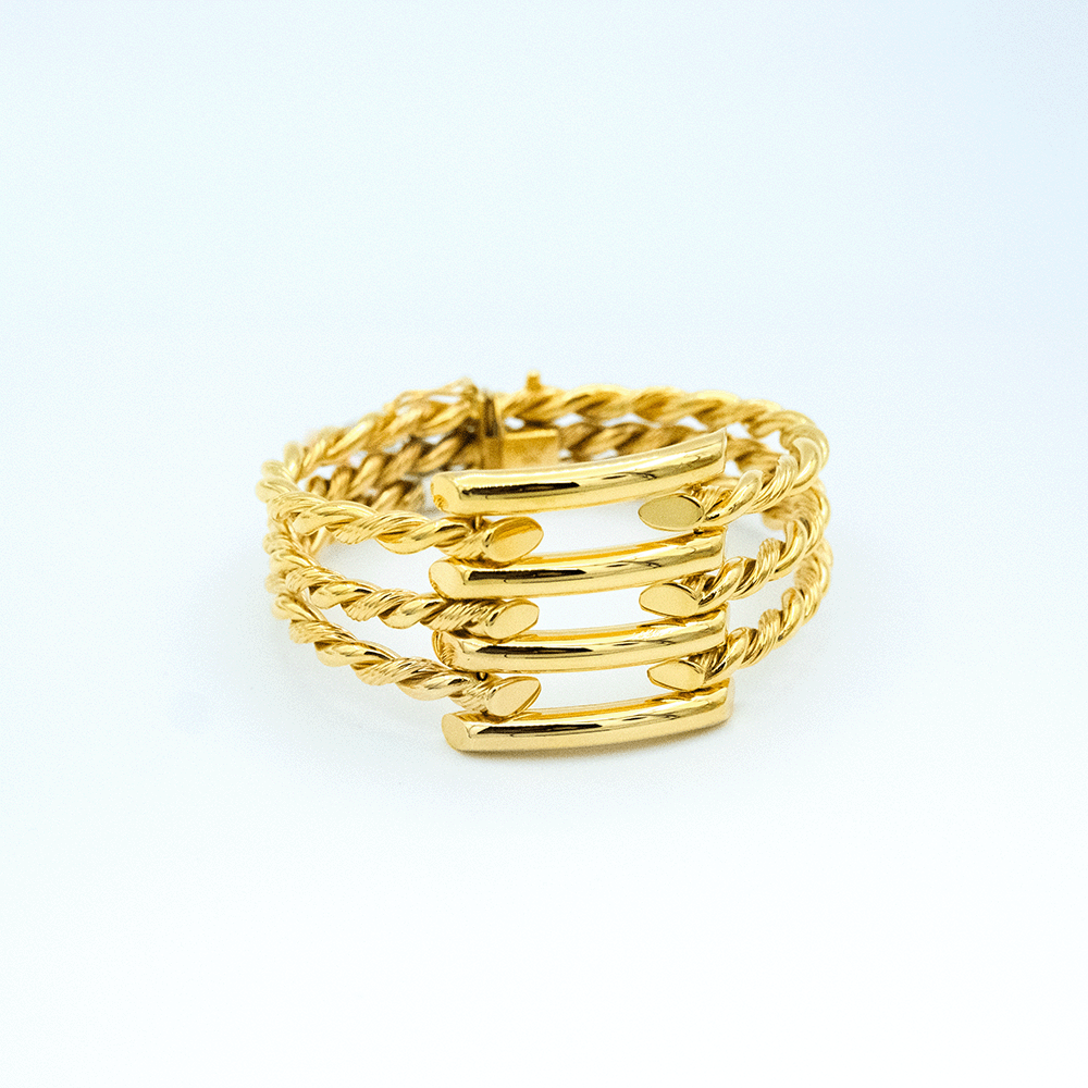 14 Ayar Sarmal Kesim Kelepçe Altın Bileklik