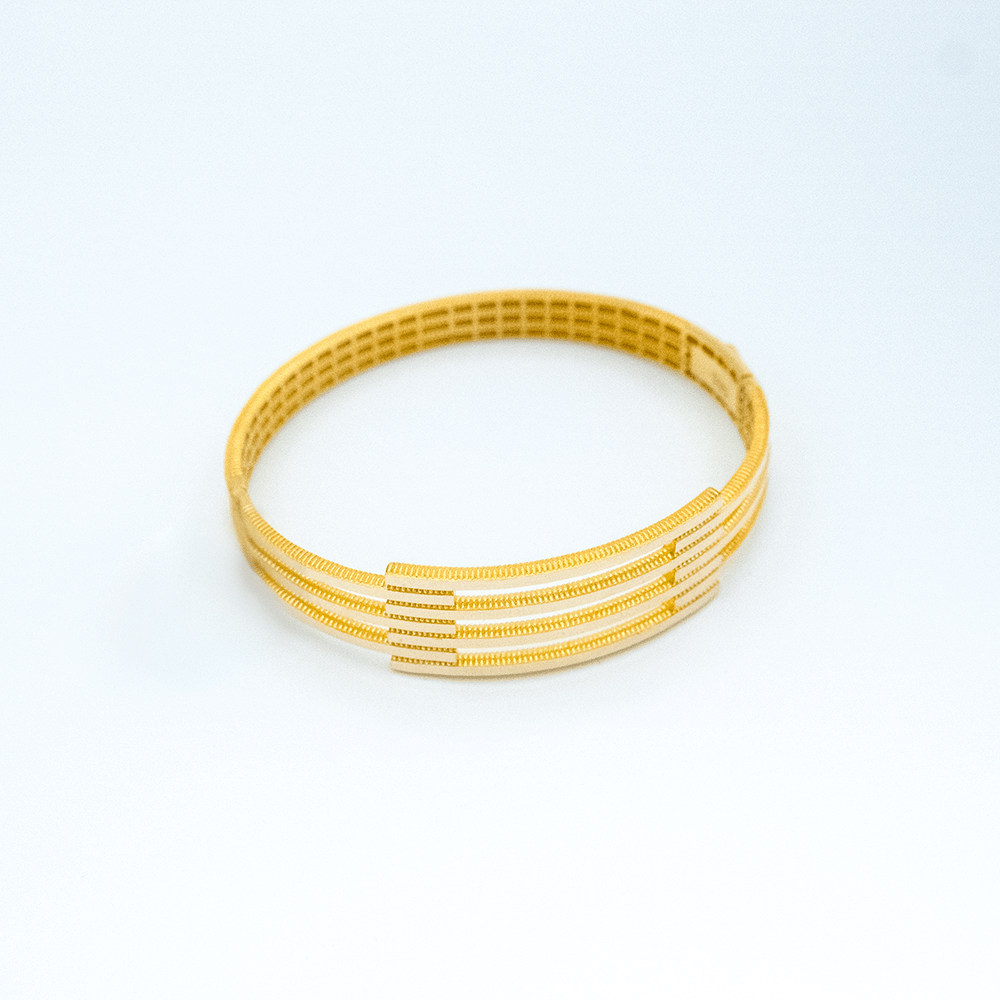 14 Ayar Sıralı Sarı Kelepçe Altın Bileklik