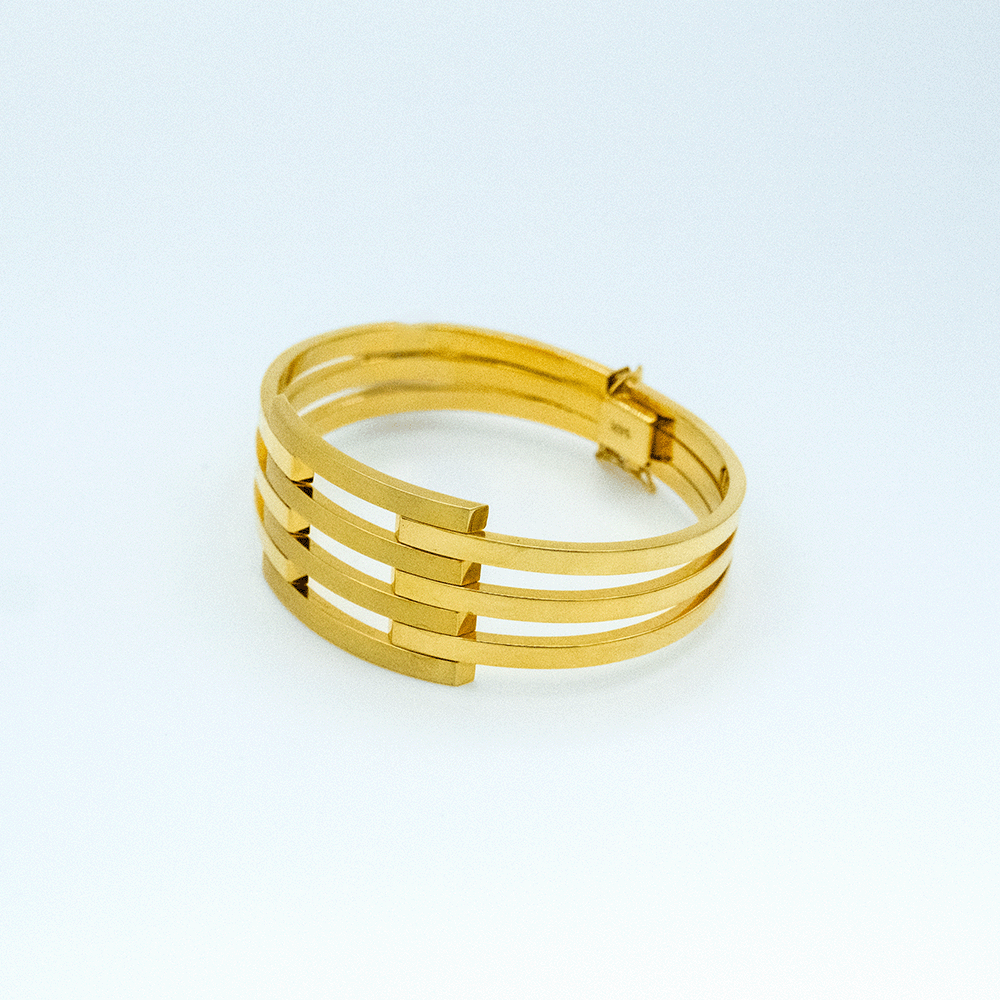 14 Ayar Kaburga Kesim Kelepçe Altın Bileklik