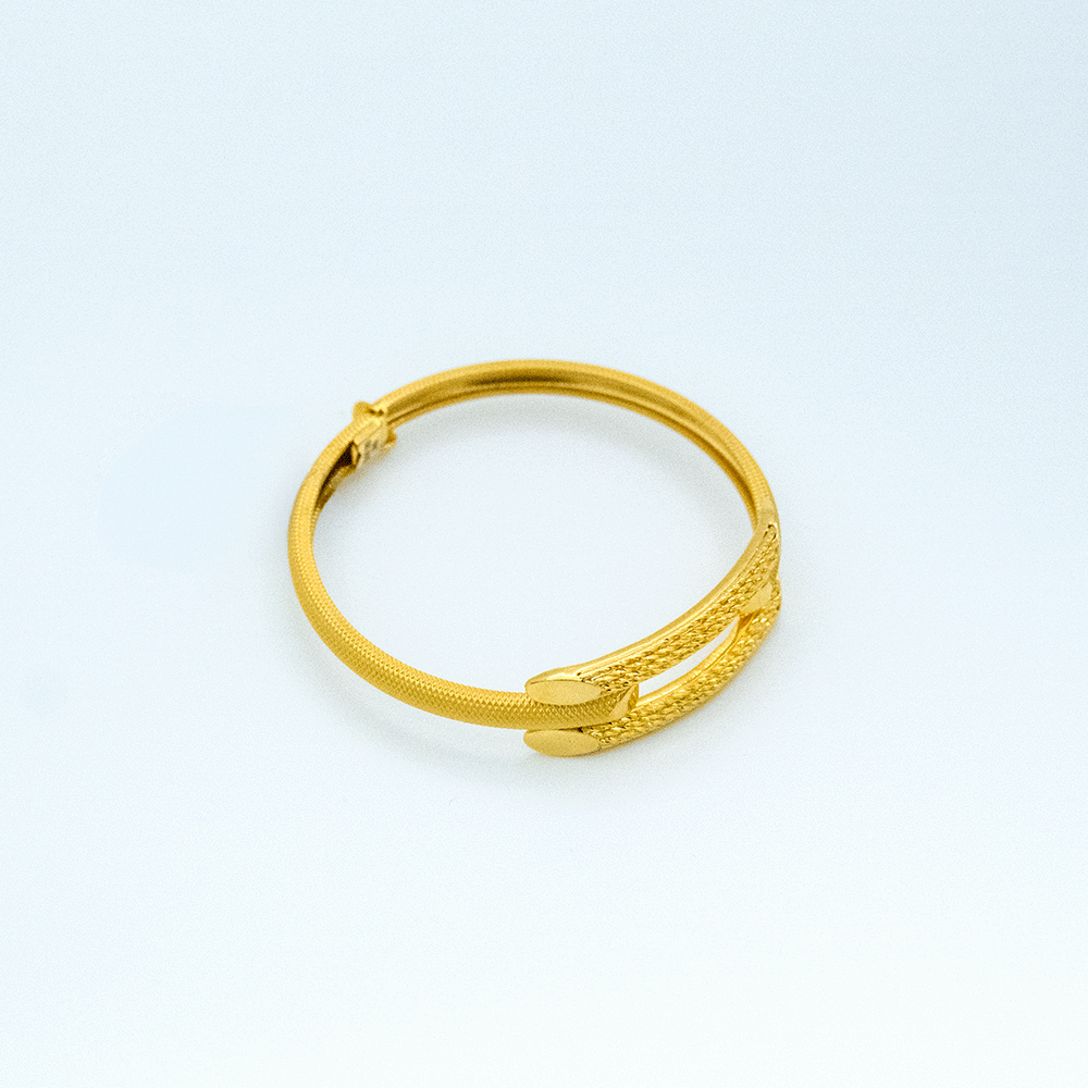 14 Ayar Çift Sıra Kelepçe Altın Bileklik