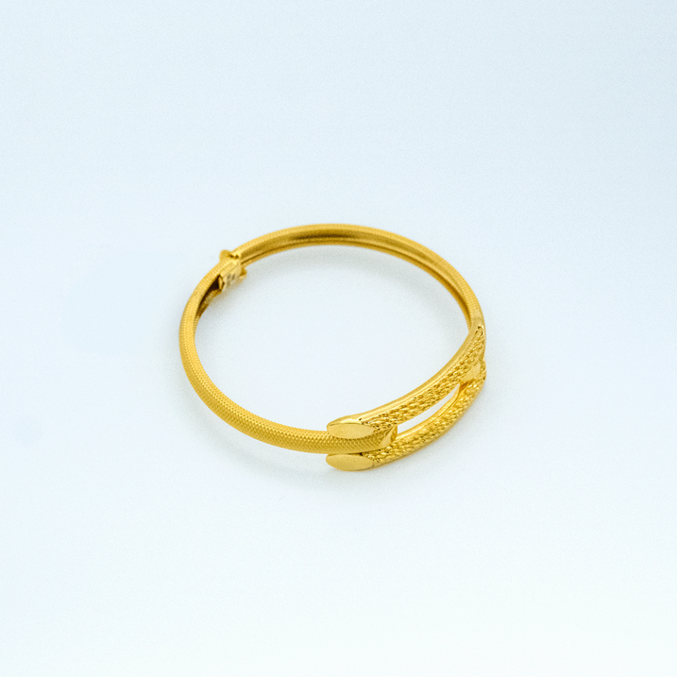 14 Ayar Çift Sıra Kelepçe Altın Bileklik