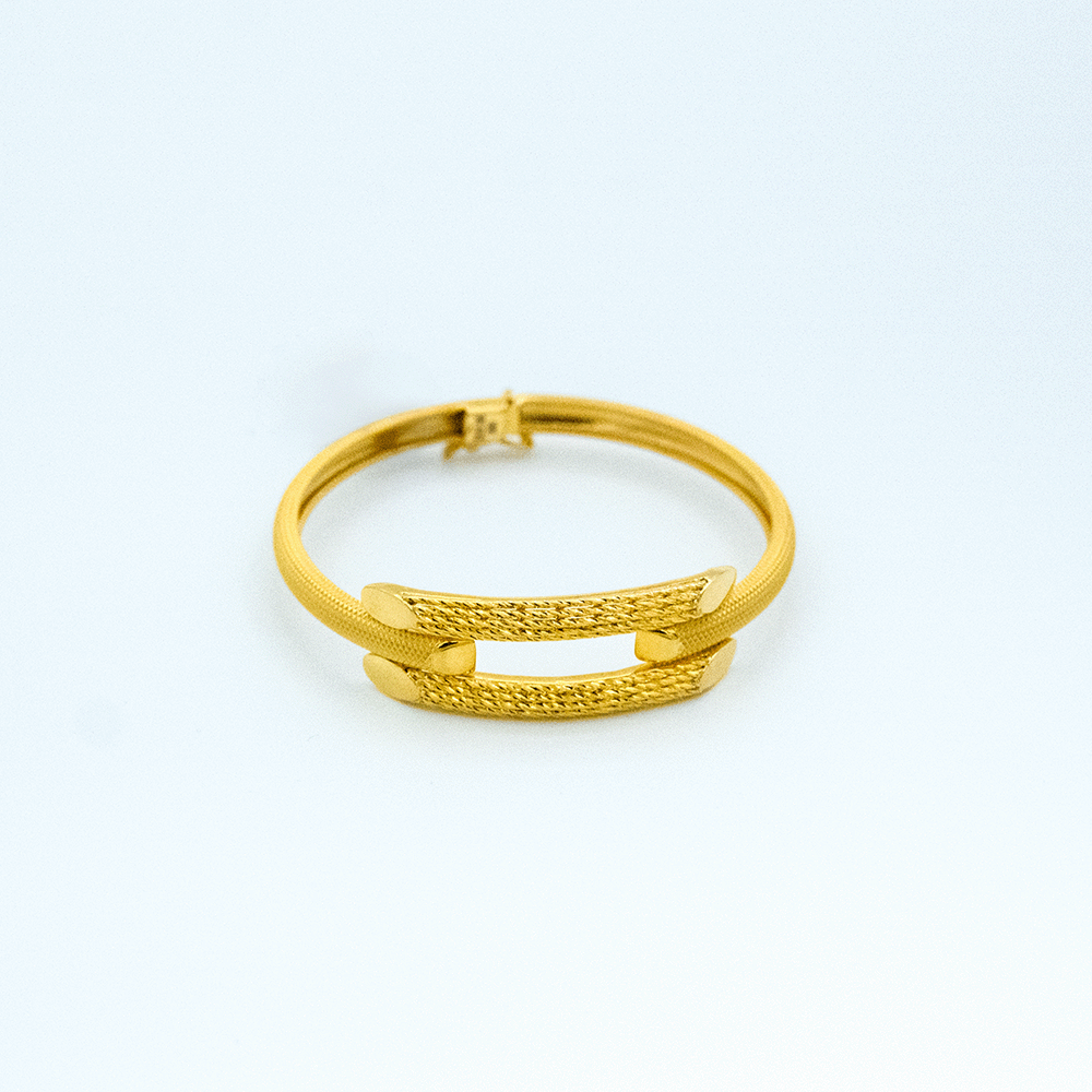 14 Ayar Çift Sıra Kelepçe Altın Bileklik