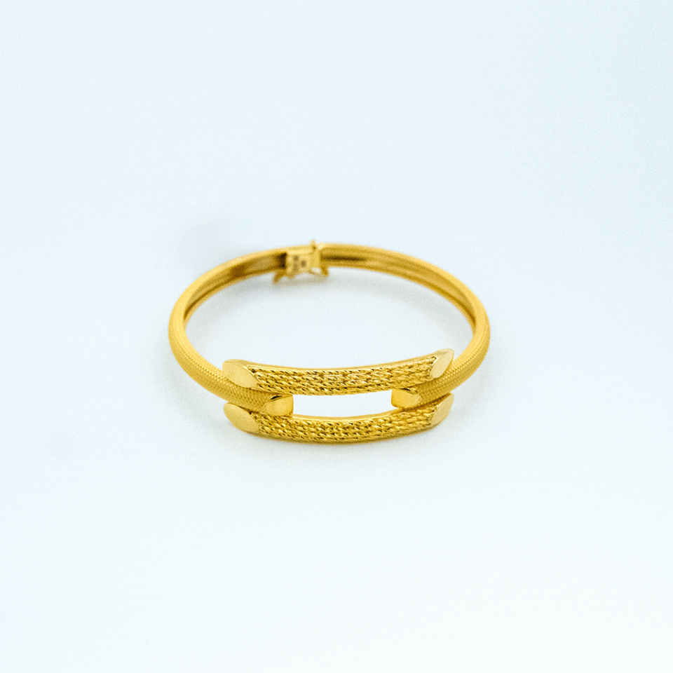 14 Ayar Çift Sıra Kelepçe Altın Bileklik