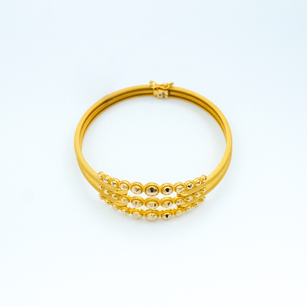 14 Ayar Daire Kesim Kelepçe Altın Bileklik