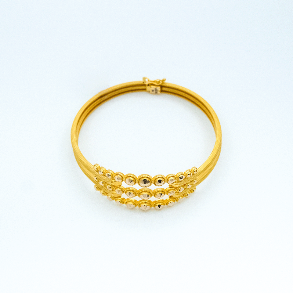 14 Ayar Daire Kesim Kelepçe Altın Bileklik