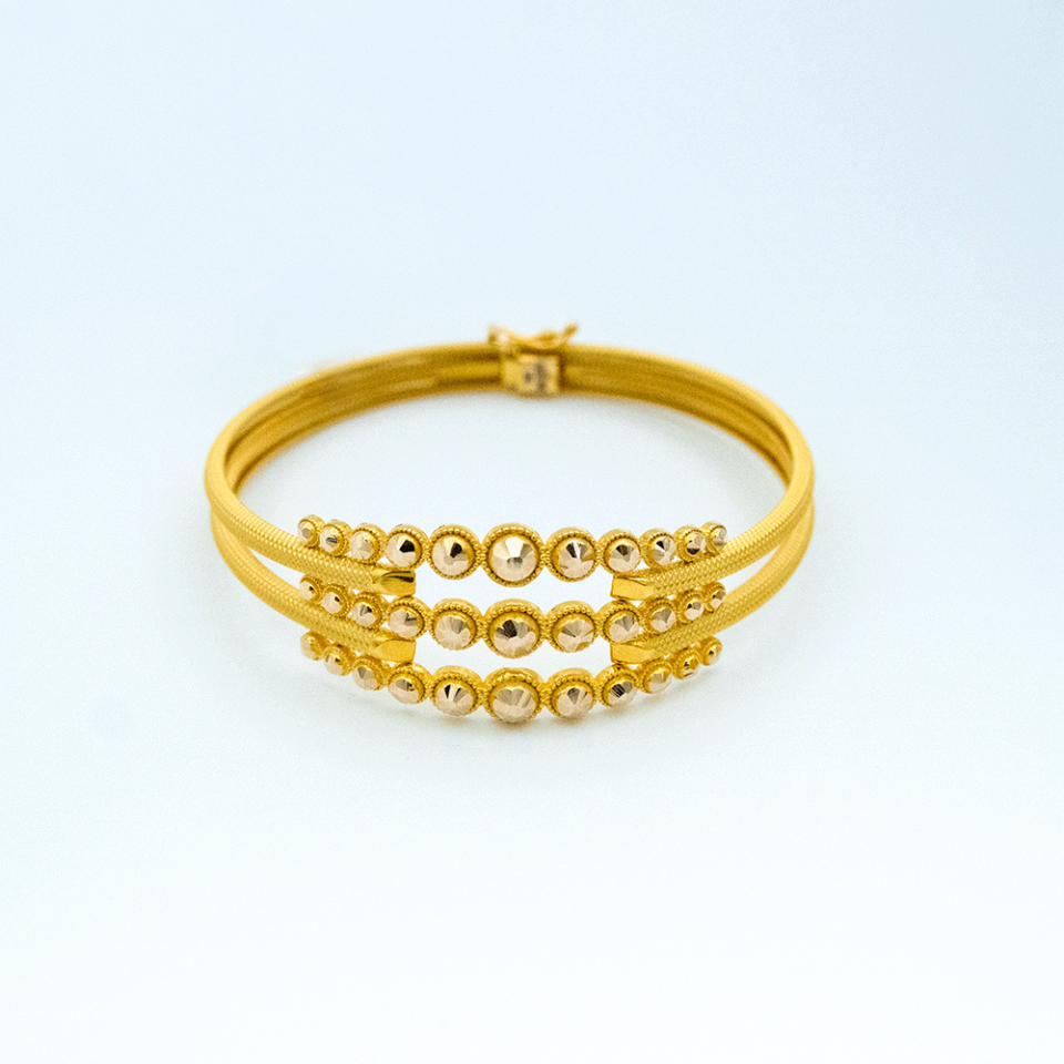 14 Ayar Daire Kesim Kelepçe Altın Bileklik