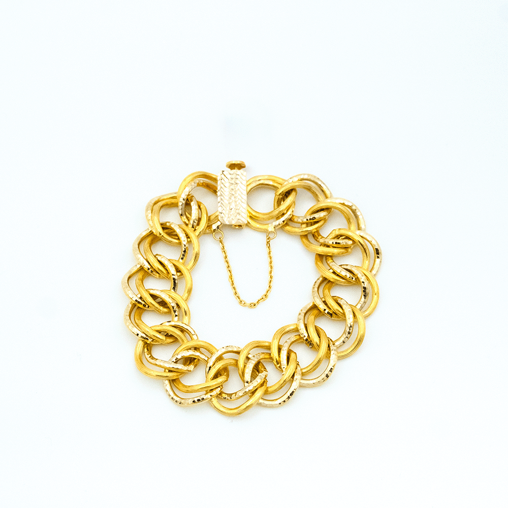 14 Ayar Çift Parıltılı Detaylı Samanyolu Altın Bileklik