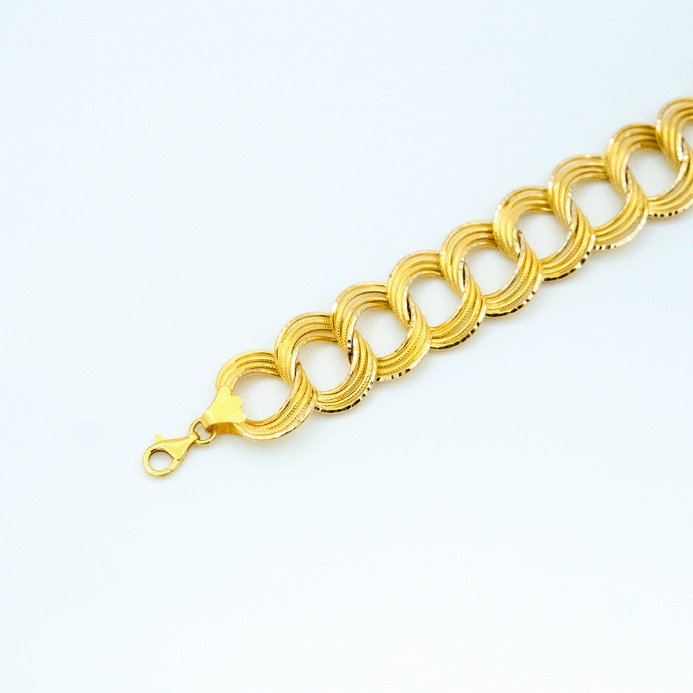 14 Ayar Desenli Detaylı Kesim Samanyolu Altın Bileklik