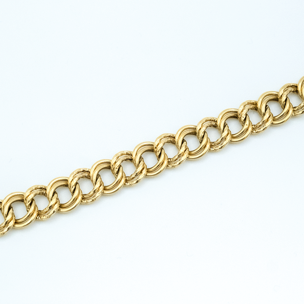 14 Ayar Çift Sıralı Detaylı Çizgili Samanyolu Altın Bileklik