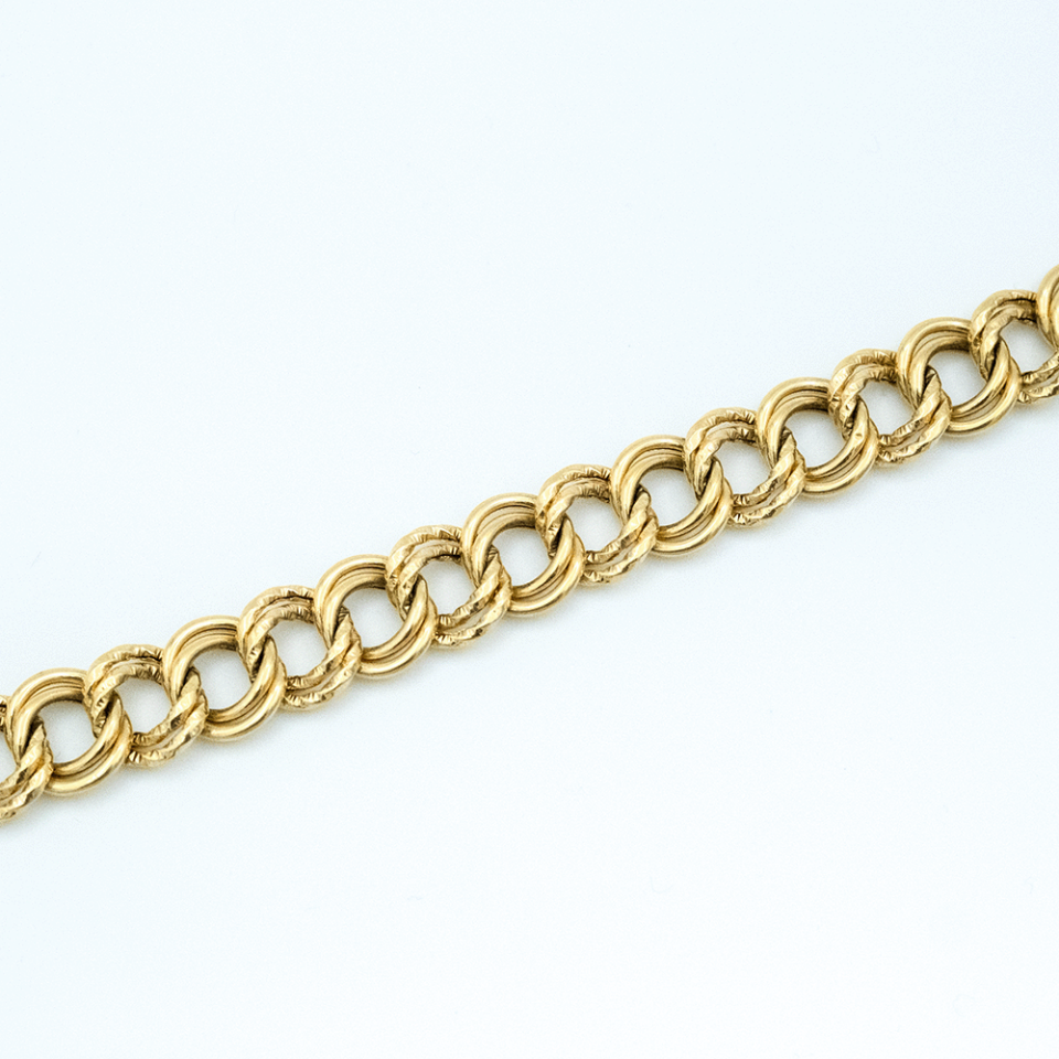 14 Ayar Çift Sıralı Detaylı Çizgili Samanyolu Altın Bileklik