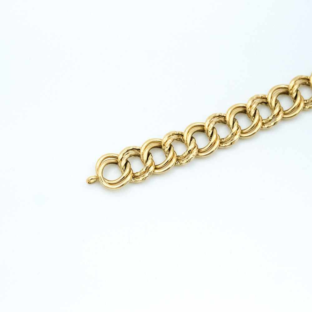 14 Ayar Çift Sıralı Detaylı Çizgili Samanyolu Altın Bileklik