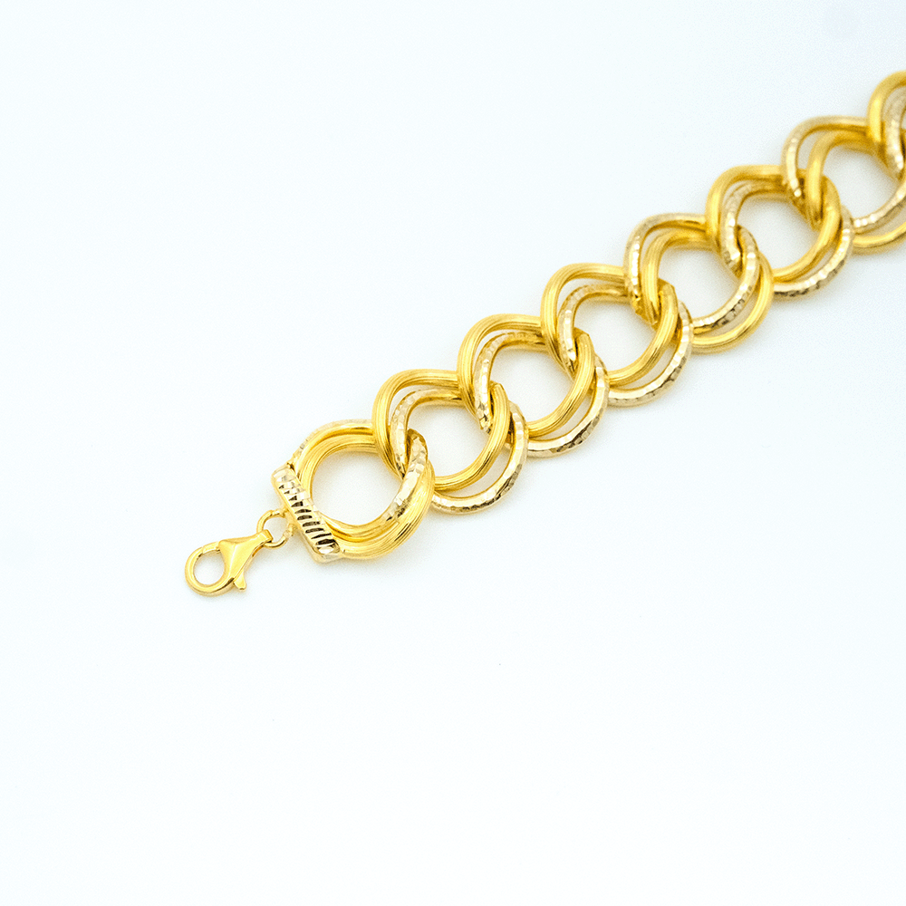 14 Ayar Çifte Çizgili Samanyolu Altın Bileklik