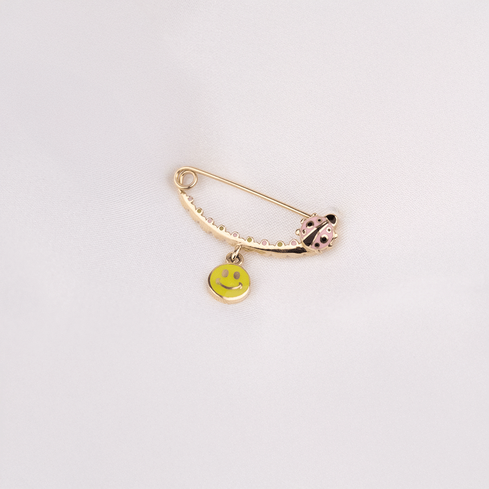 14 Ayar Gülen Yüz Emojili Altın İğne