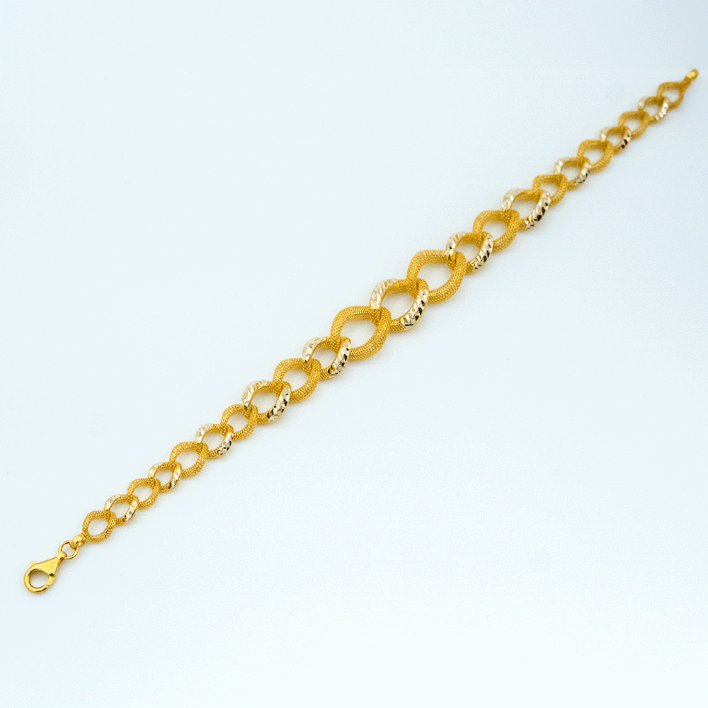 14 Ayar Parıltılı Kesim Halka Samanyolu Altın Bileklik