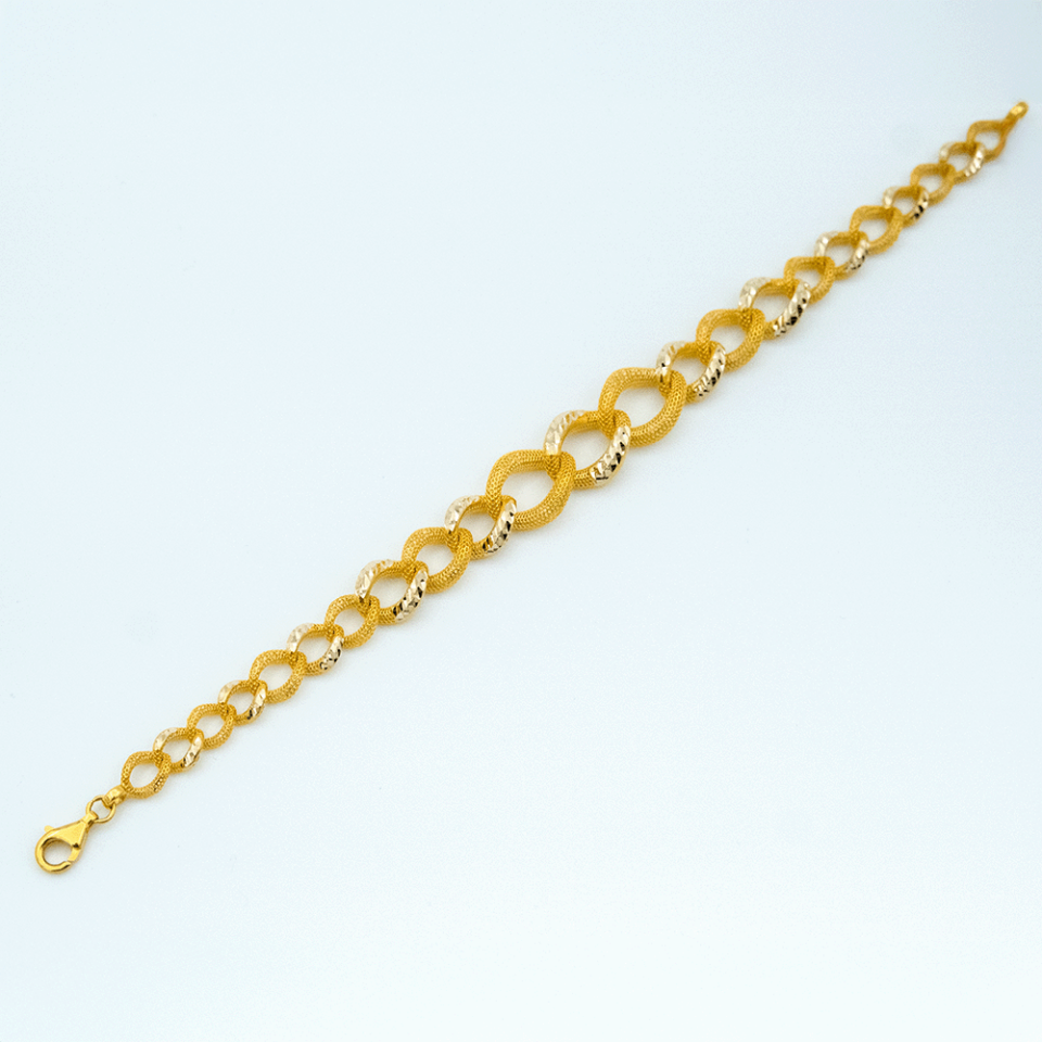 14 Ayar Parıltılı Kesim Halka Samanyolu Altın Bileklik