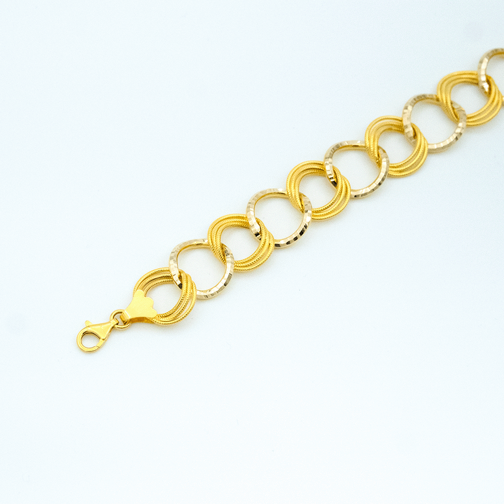 14 Ayar Halka Kesim Çifter Sıra Samanyolu Altın Bileklik