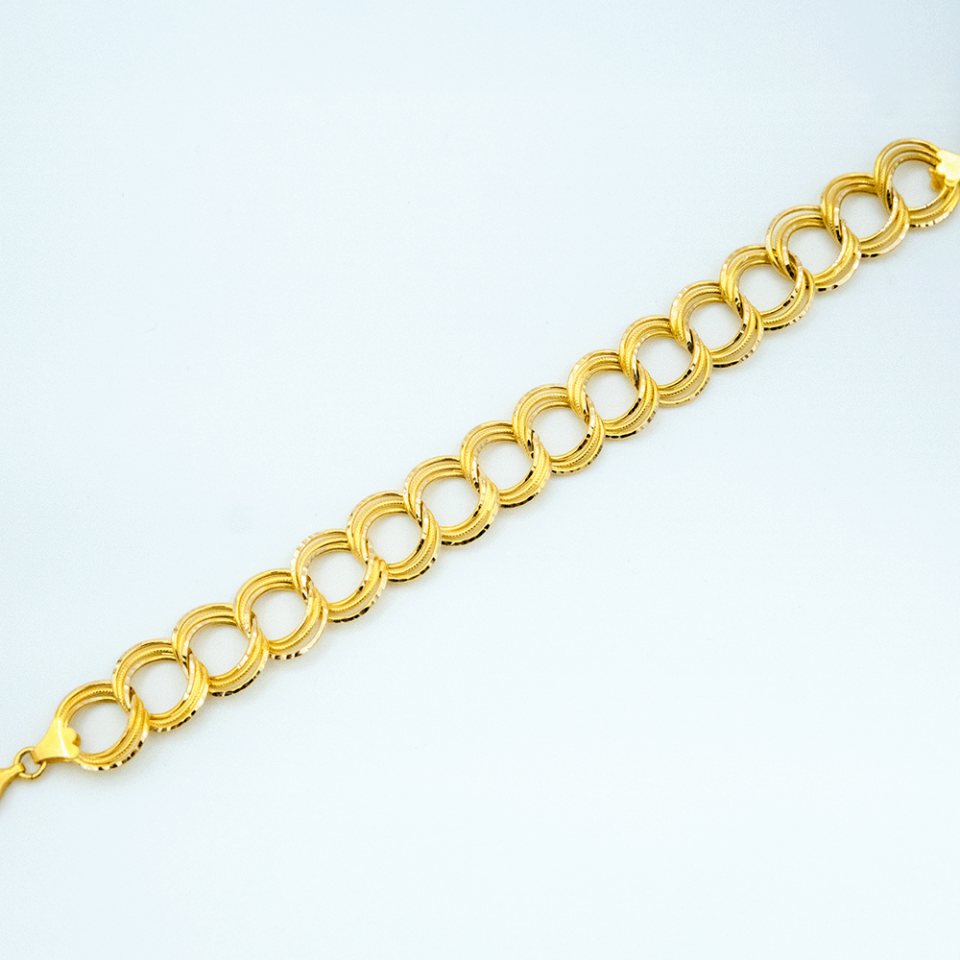 14 Ayar Çifte Halkalı Kesim Samanyolu Altın Bileklik