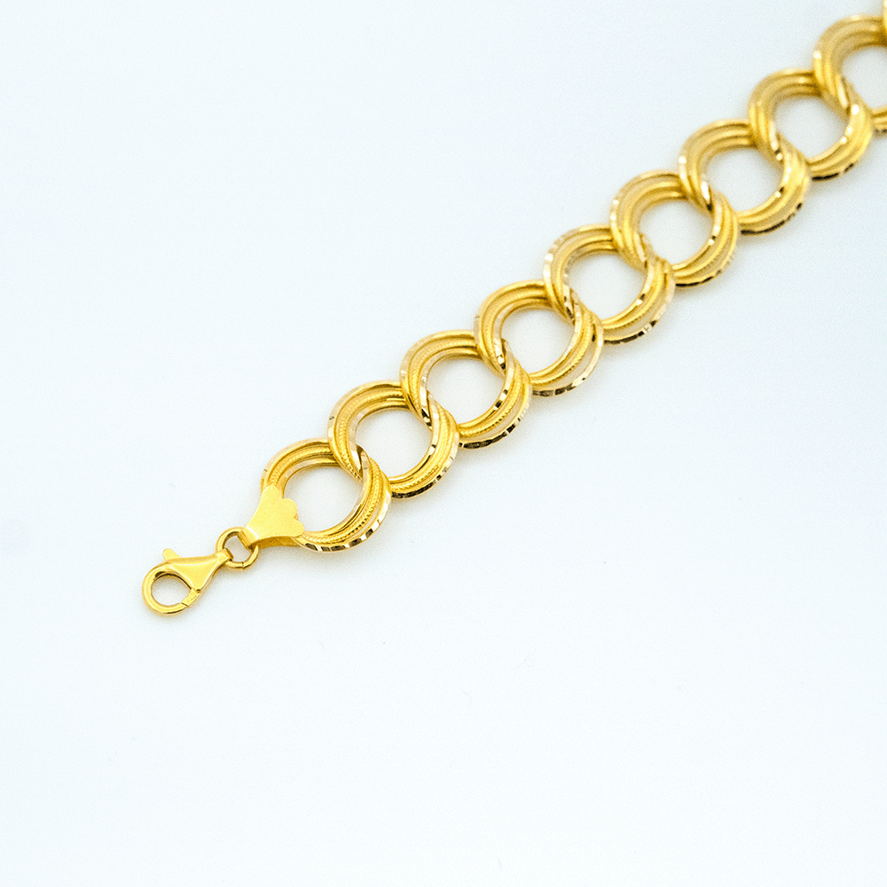 14 Ayar Çifte Halkalı Kesim Samanyolu Altın Bileklik