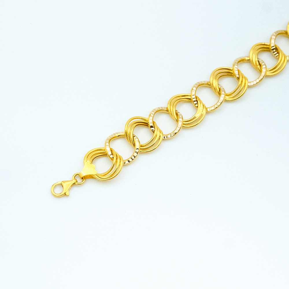 14 Ayar Üç Sıra Halka Samanyolu Altın Bileklik