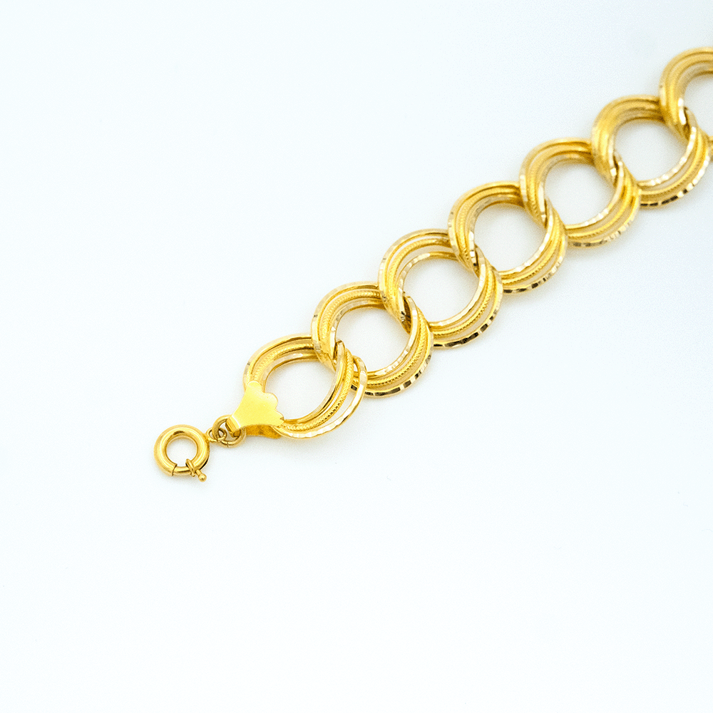 14 Ayar Çizgili Parıltılı Samanyolu Altın Bileklik