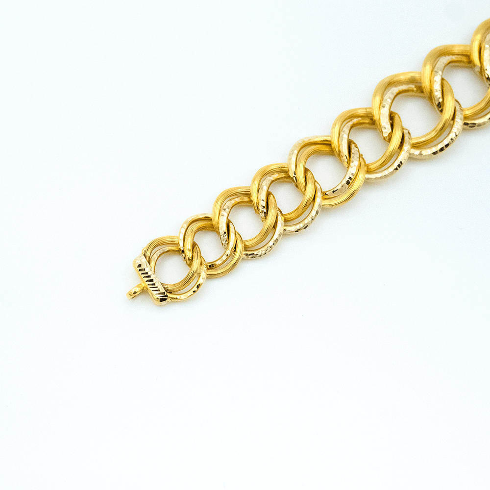 14 Ayar Parıltılı Çizgili Kesim Samanyolu Altın Bileklik