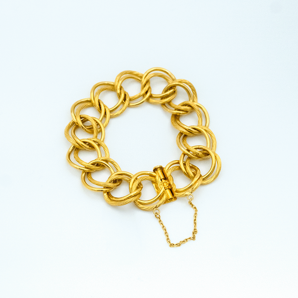 22 Ayar Çift Sıra Kesim Samanyolu Altın Bileklik